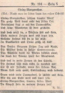 Bild 1: Original des Strinzer Liedes aus der Strinzer Chronik