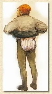 Die Beine wurden in eine Bauernhose gesteckt. Die Bauernhose