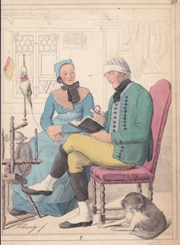 Taunusbauern in traditioneller Kleidung im Jahre 1847